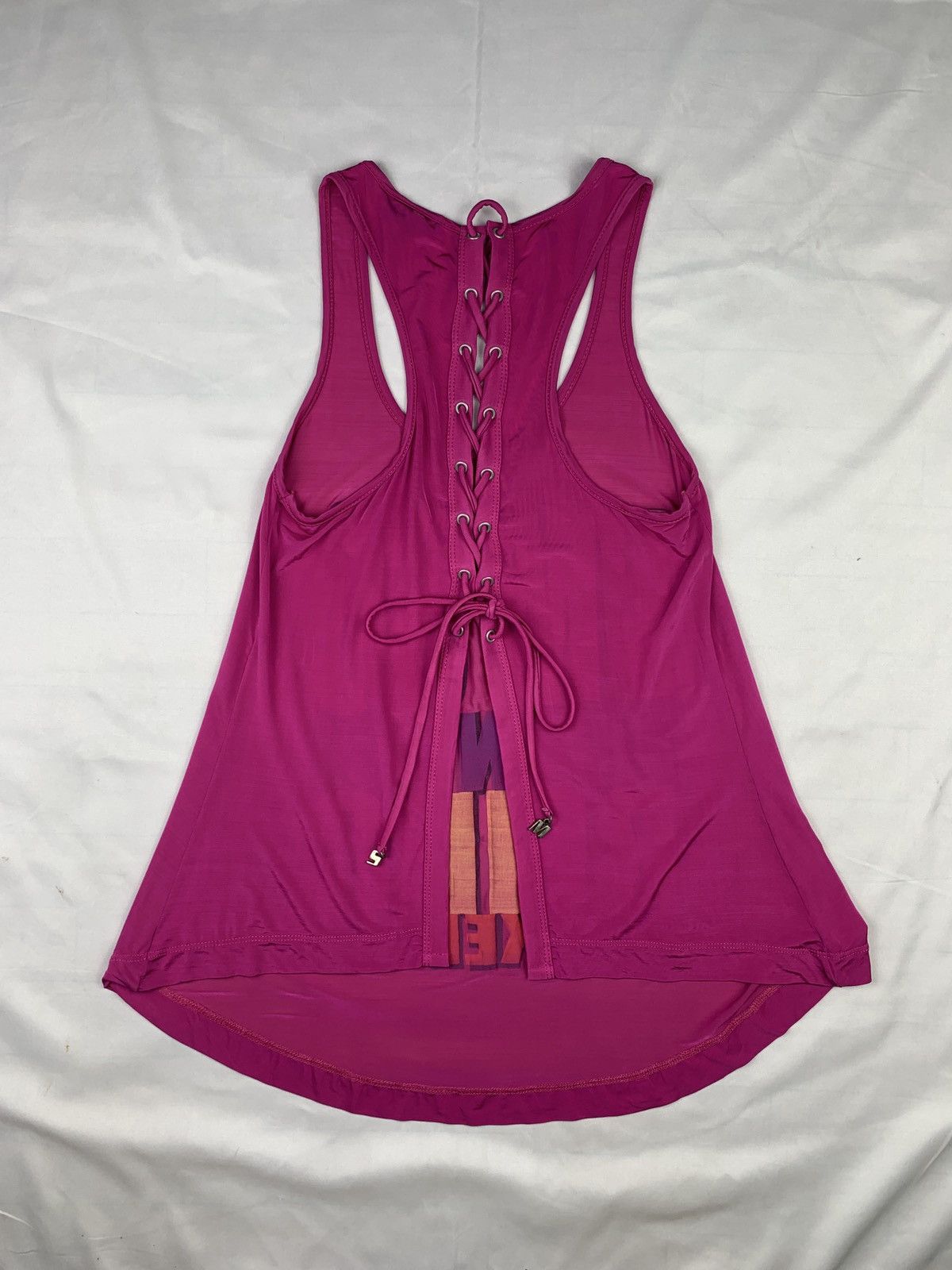 Miss Sixty Miss Sixty Italy Shiny Glossy Words Print Lace Back Tank Top Size S / US 4 / IT 40 - 4 Thumbnail