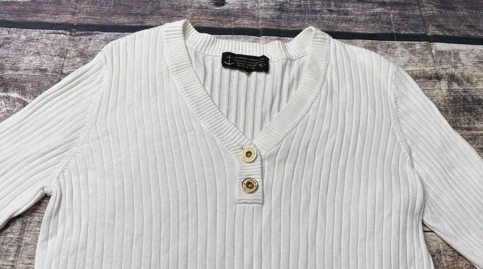 Polo Ralph Lauren Lauren Jeans Company Sweater Women's Medium Ribbed Gold Size M / US 6-8 / IT 42-44 - 4 Thumbnail