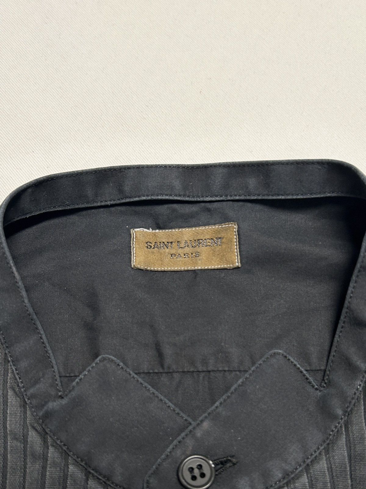 Saint Laurent Paris SS2013 Pleated Bib Band Collar Shirt Size US M / EU 48-50 / 2 - 6 Thumbnail