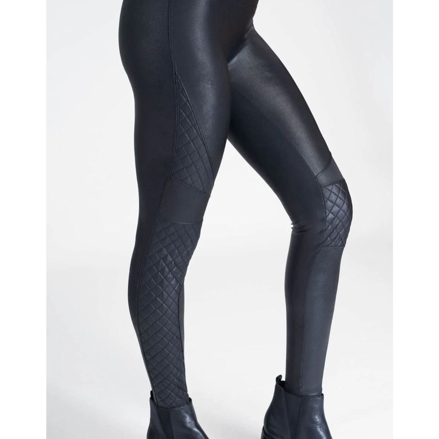 Spanx SPANX Women's 20248R Black Quilted Faux Leather Legging Size 32" / US 10 / IT 46 - 3 Thumbnail