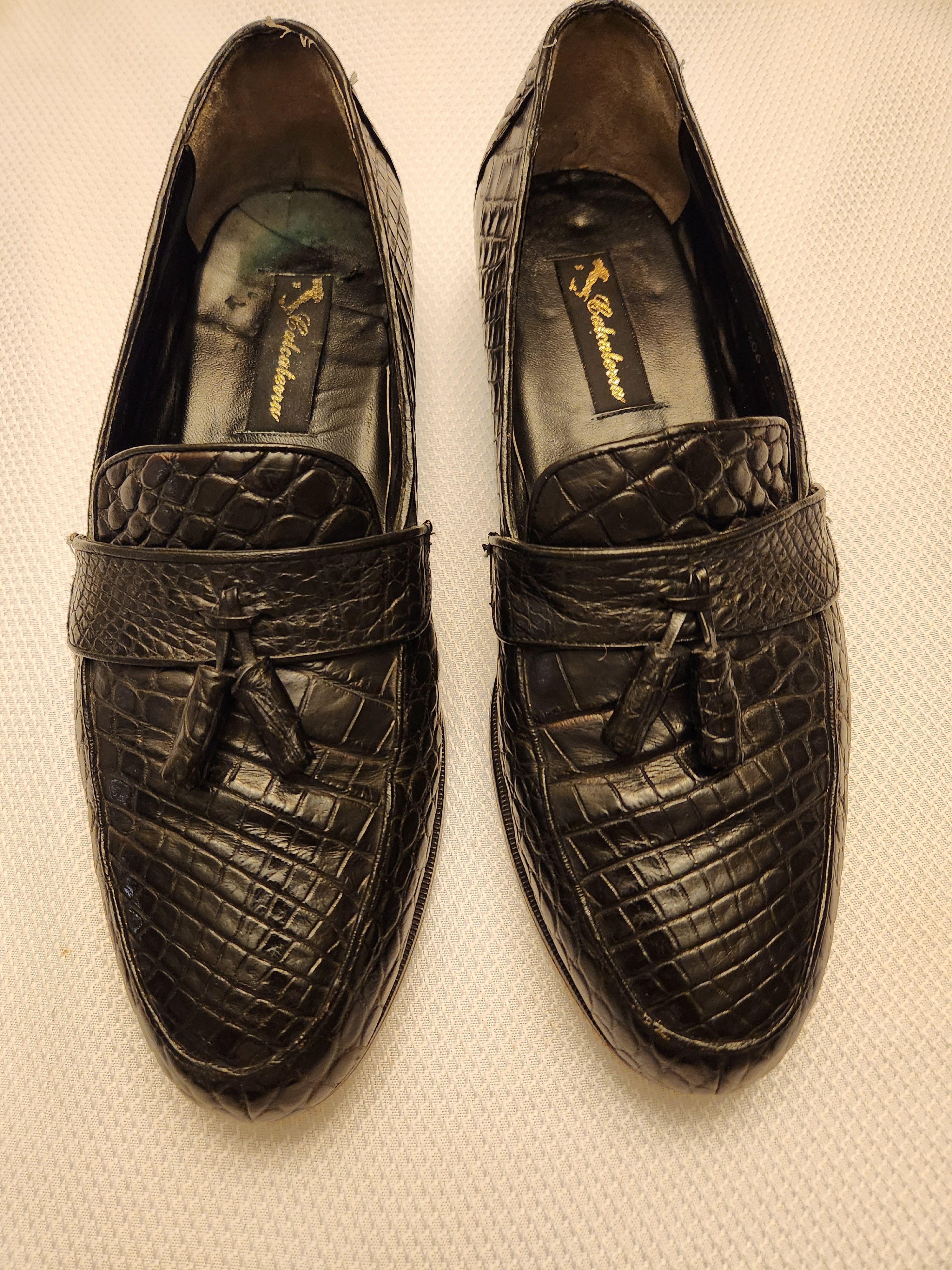 Handmade × Vintage Vintage Calcaterra Handmade Alligator Skin Tasseled Loafers Size US 10.5 / EU 43-44 - 1 Thumbnail