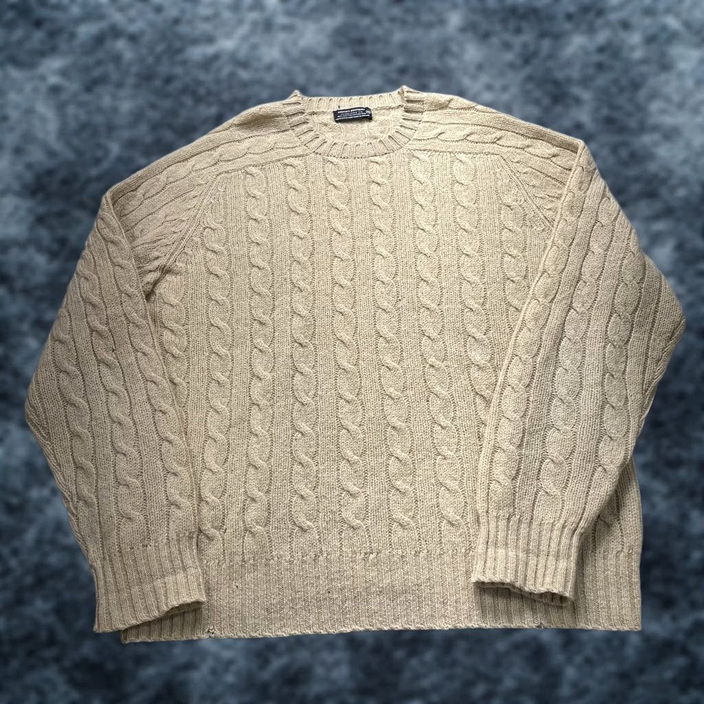Brooks Brothers VINTAGE Brooks Brothers Sweater Mens 46 Brown Beige Cable Knit Wool Crew Neck Pullover Regular Size 46 UK Brown Mens 46 Cable-Knit Wool Classic Preppy Size US XXL / EU 58 / 5 - 1 Thumbnail
