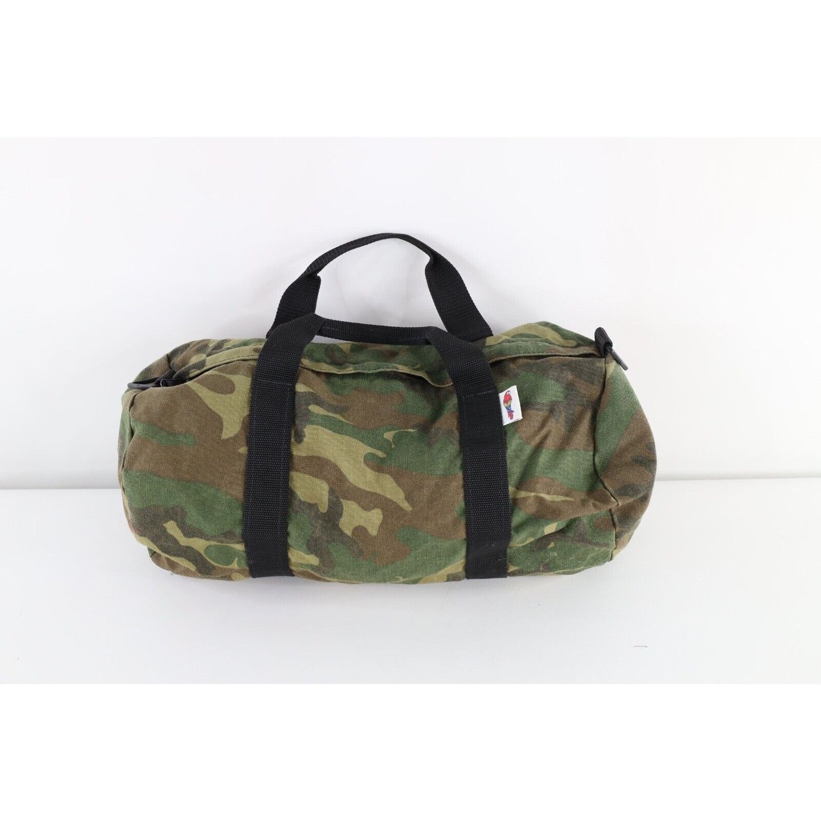 Vintage 90's Streetwear Faded Camouflage Handled Duffel Bag in Green, Men's