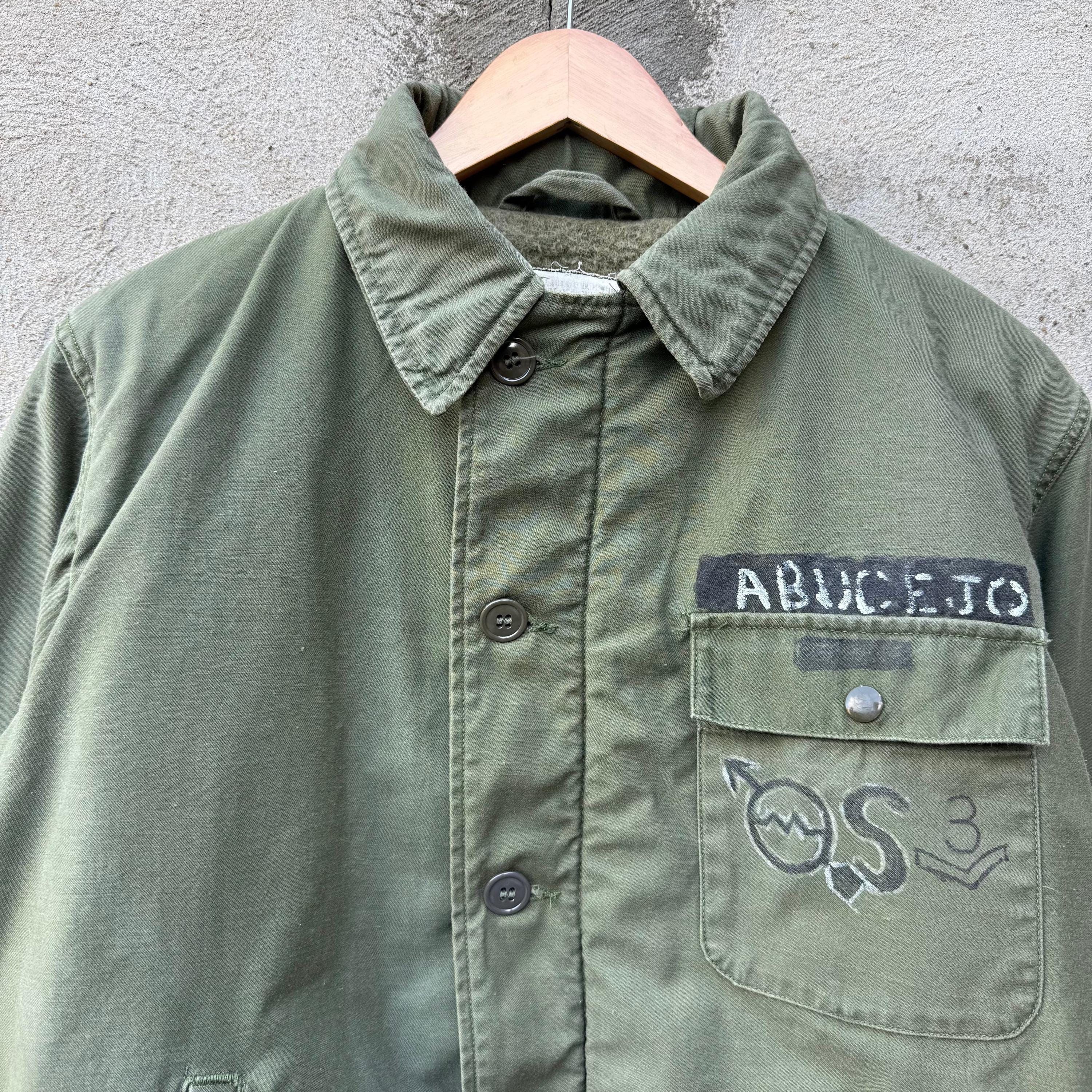 Vintage 70's US Military Stenciled Olive Green A-2 Deck Jacket Size US M / EU 48-50 / 2 - 4 Thumbnail