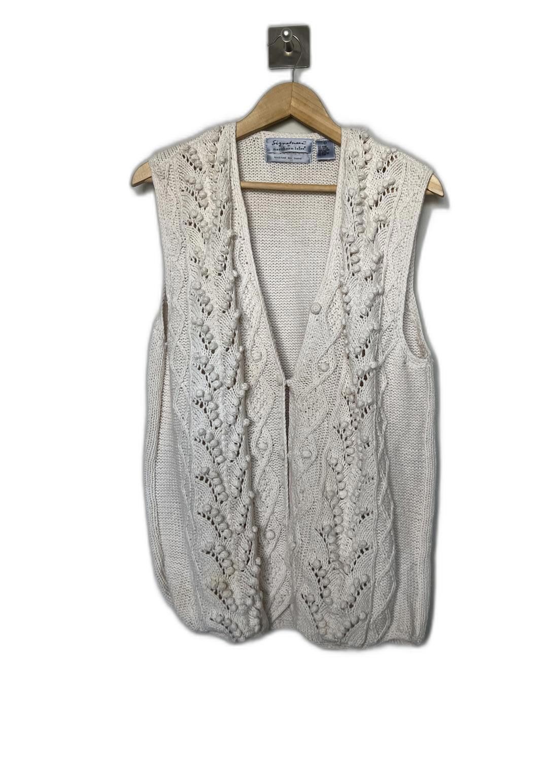 Kirkland Signature Vintage Cream Knitted Vest with Button Closure Size L / US 10 / IT 46 - 1 Thumbnail