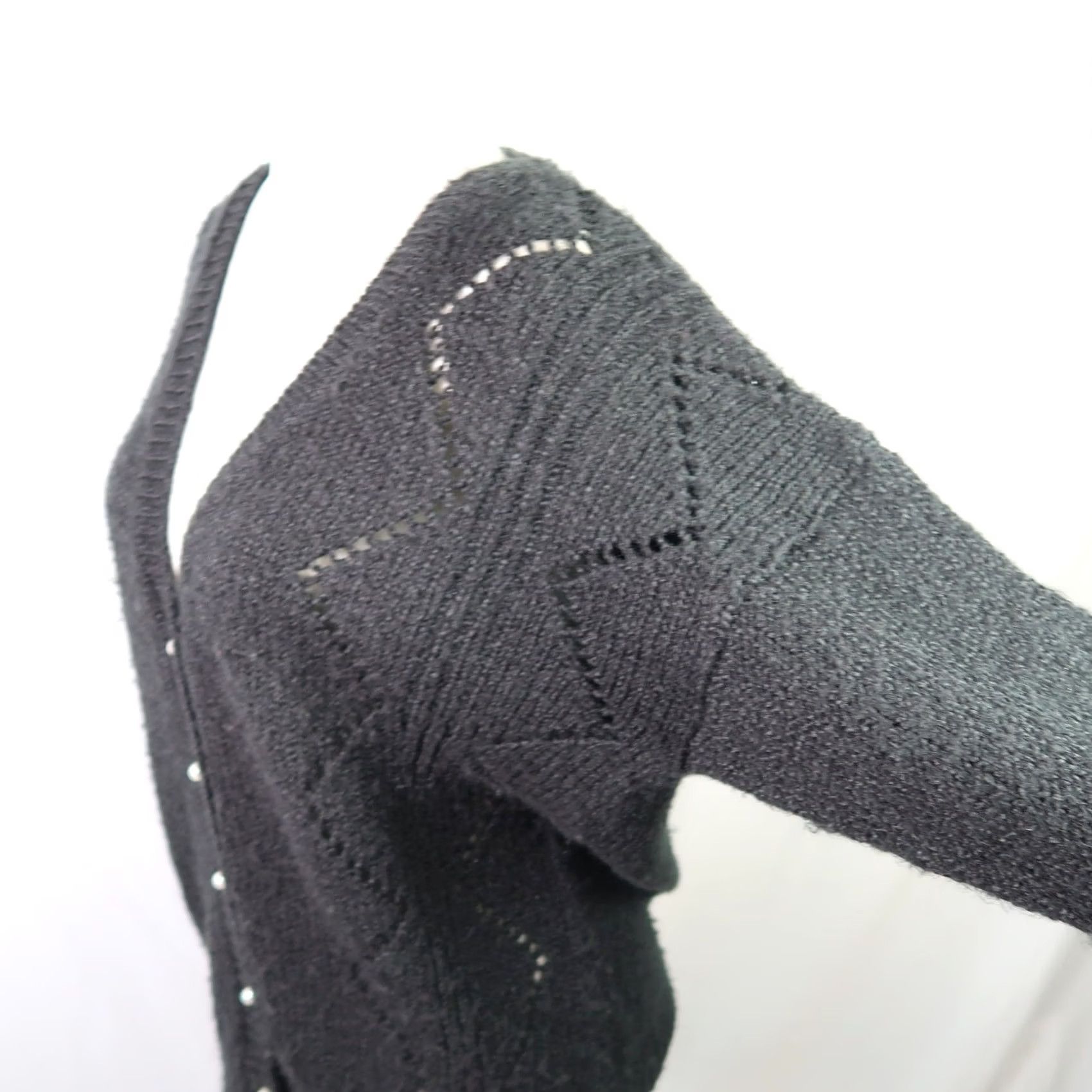 Diane von Furstenberg VINTAGE Diane von Furstenberg Black Pointelle Knit Cardigan Sweater M Womens 90s Casual Size M / US 6-8 / IT 42-44 - 4 Thumbnail