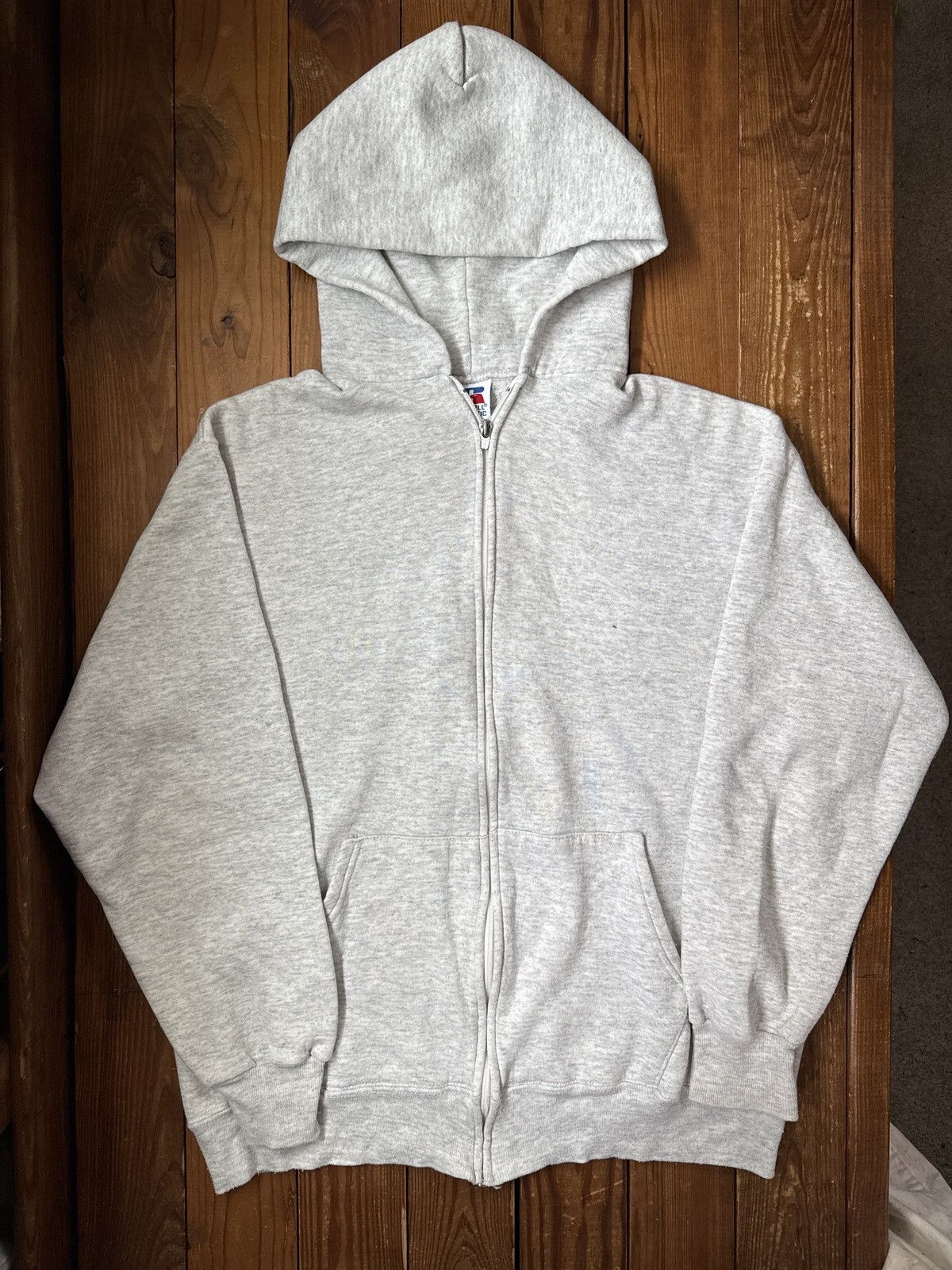 Vintage 90s Russell Athletic USA Grey Zip Hoodie