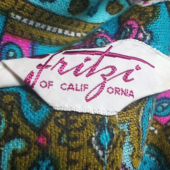 Other Vintage 60s Fritzi Paisley Geometric Psychedelic Top Hippie Size L / US 10 / IT 46 - 4 Thumbnail