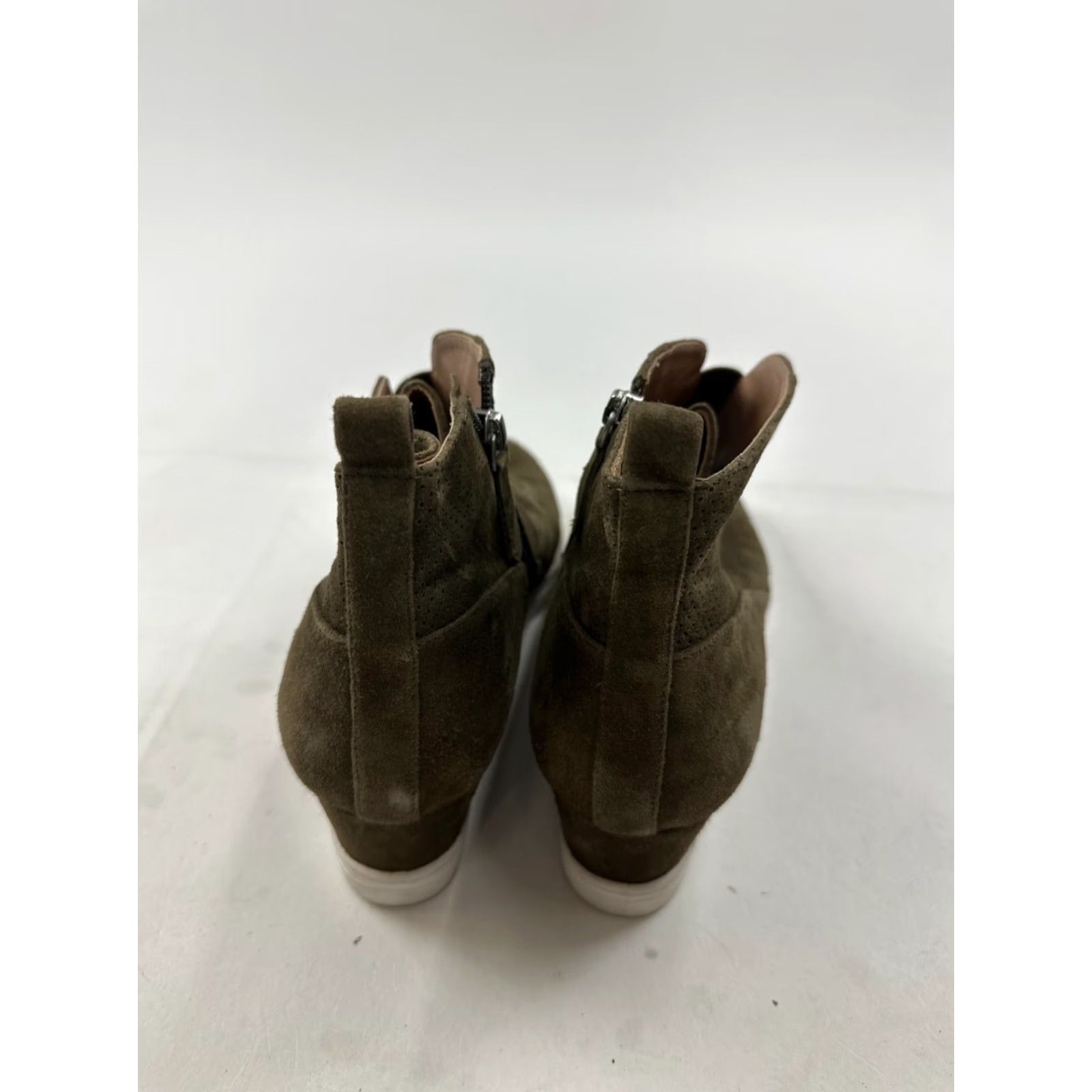 Vintage LINEA Paolo Felicia Wedge Sneakers Women's US 9M Green Suede Leather Ankle Zip Bootie Size US 9 / IT 39 - 3 Thumbnail