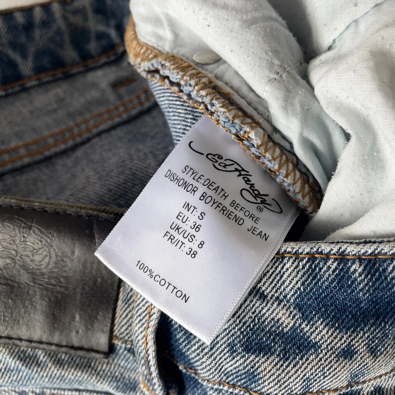 Ed Hardy Y2K Ed Hardy Printed Boyfriend Stonewash Blue Jeans Size 28" / US 6 / IT 42 - 9 Thumbnail