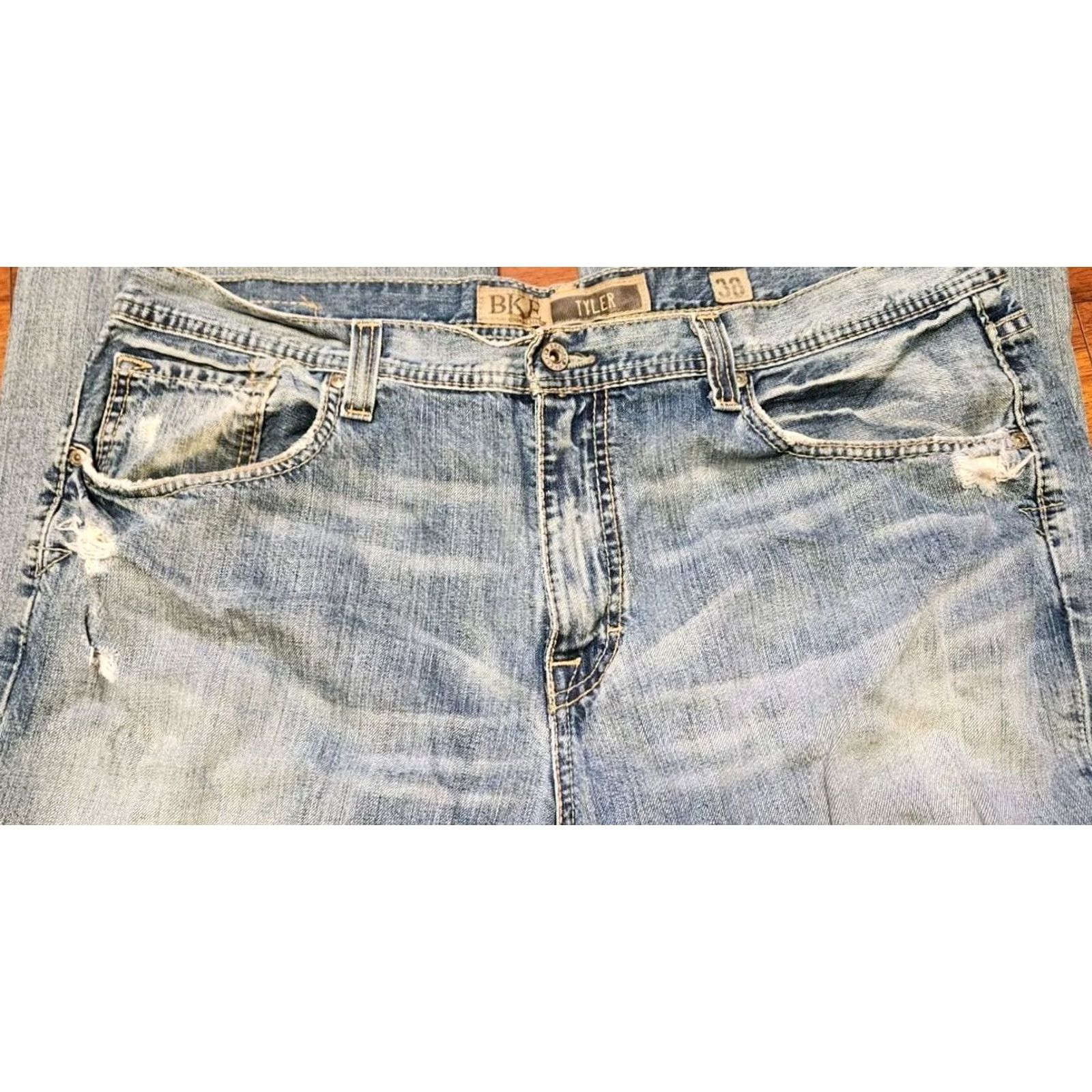 Vintage BKE Tyler Bootcut Jeans Mens 38x32 Distressed Stretch Denim Blue Buckle Boots Buckle Size US 38 / EU 54 - 7 Thumbnail