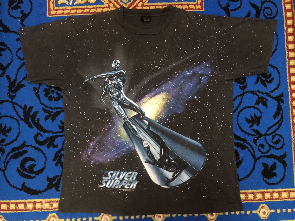 image of Dc Comics x Marvel Comics Vintage Silver Surfer 1998 in Black, Men's (Size 2XL)