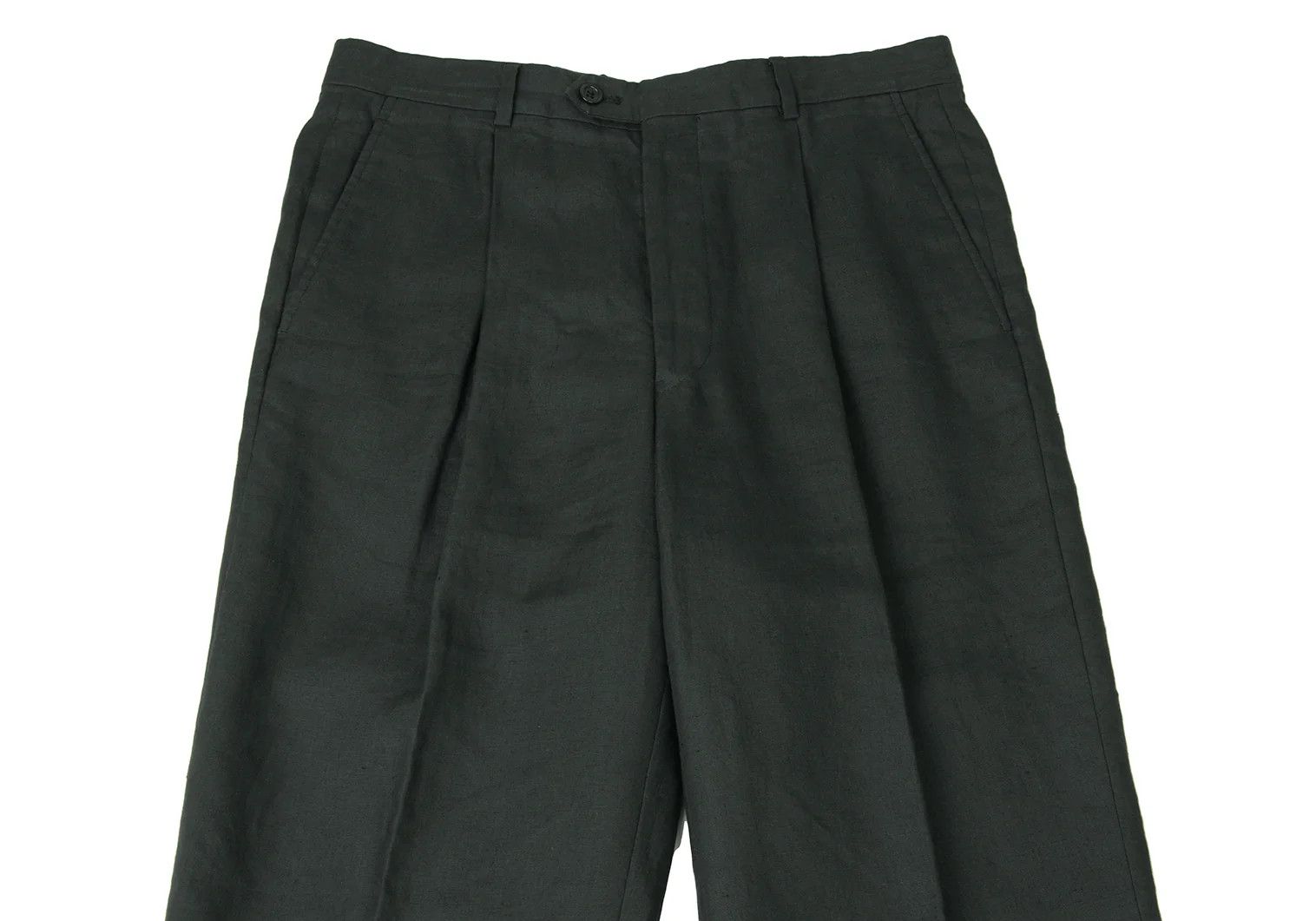 Armani Collezioni Linen Tuck Pants in Green, Size M Size US 26 / EU 42 - 2 Thumbnail
