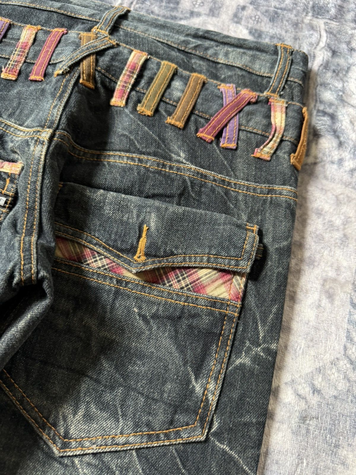 Hysteric Glamour Nylaus Japan Double Waist Cracked Shadow Wash Edgy Jeans Size US 29 - 14 Thumbnail