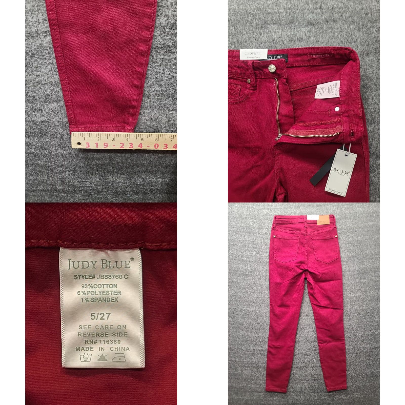 Vintage VINTAGE Judy Blue Jeans Womens 27 Skinny High Rise Slimming Tummy Control Red 90s Denim Jeans Womens 27 Inches Size 27" / US 4 / IT 40 - 8 Thumbnail