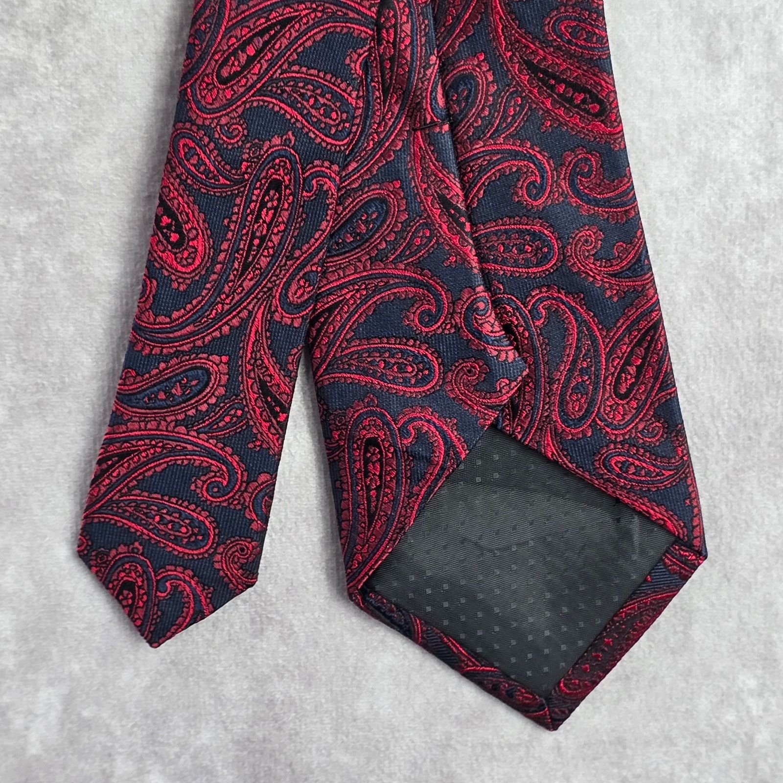 Other Pronto Plomo Platinum Red Blue Floral Paisley Silk Neck Tie Size 30 - 6 Thumbnail