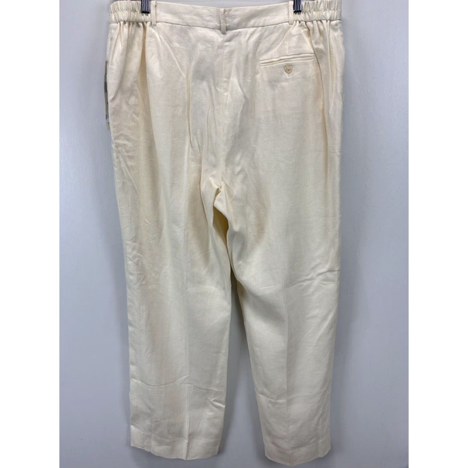 Ralph Lauren VINTAGE Lauren Ralph Lauren Linen Pants Women Plus 20W Ivory Flat Front Beach Dress Slacks Size 42" / US 20 - 3 Thumbnail