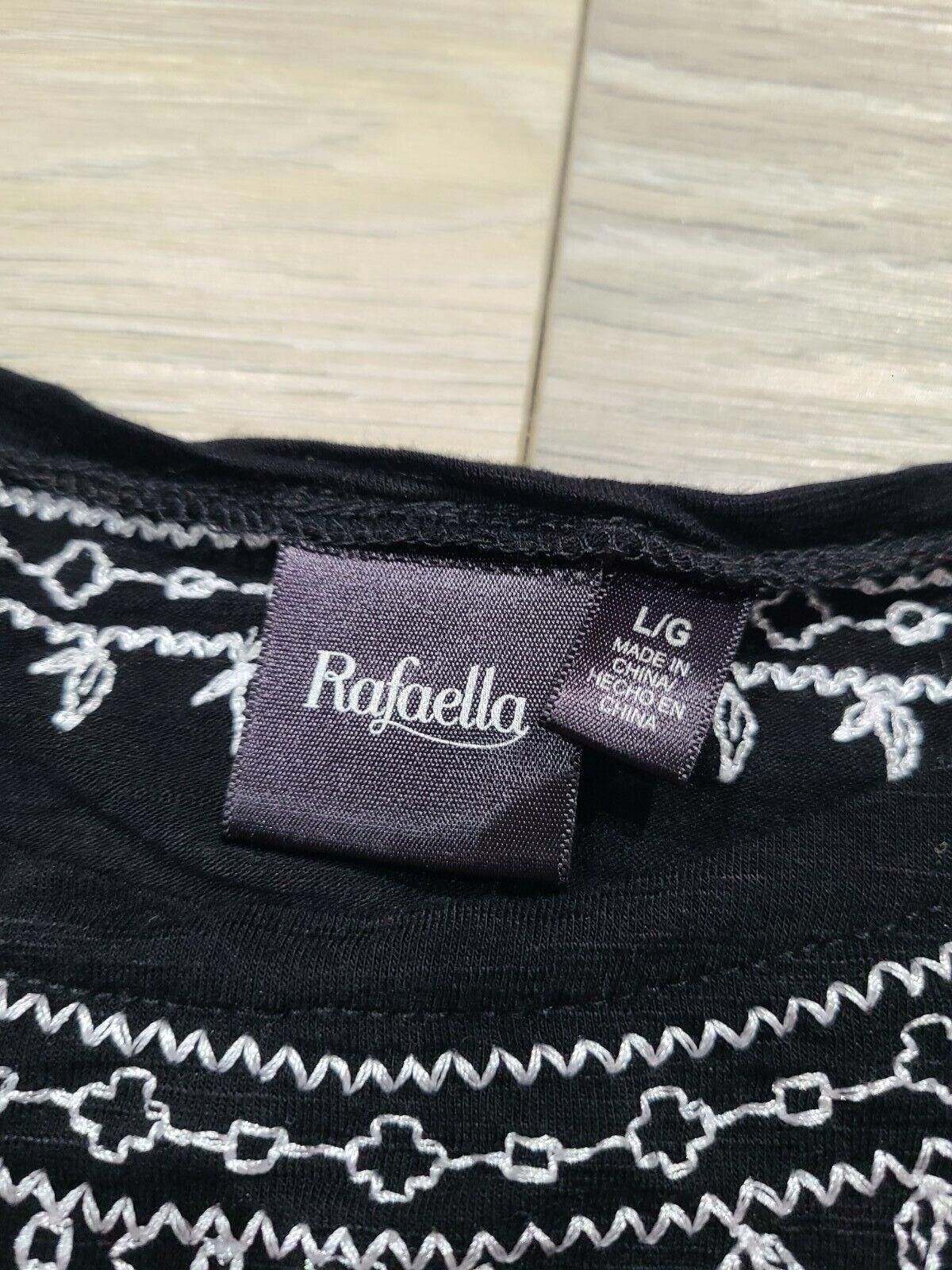 Other Rafaella Large Top Black White Embroidered Short Sleeve Size L / US 10 / IT 46 - 3 Thumbnail