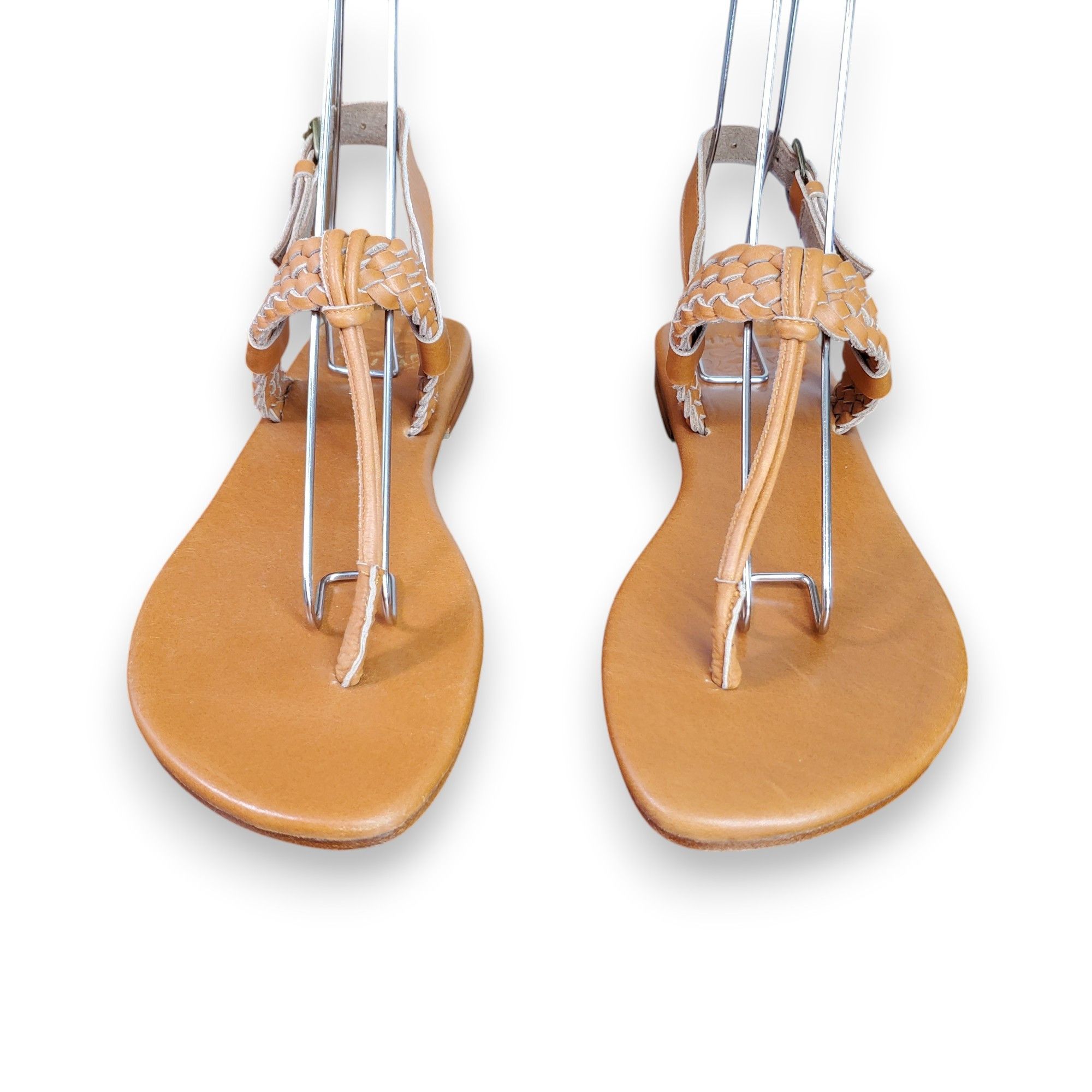 Other Elf Size 9.5 NEW Thong Sandals Handmade Brown Leather Braid Size US 9.5 / IT 39.5 - 4 Thumbnail