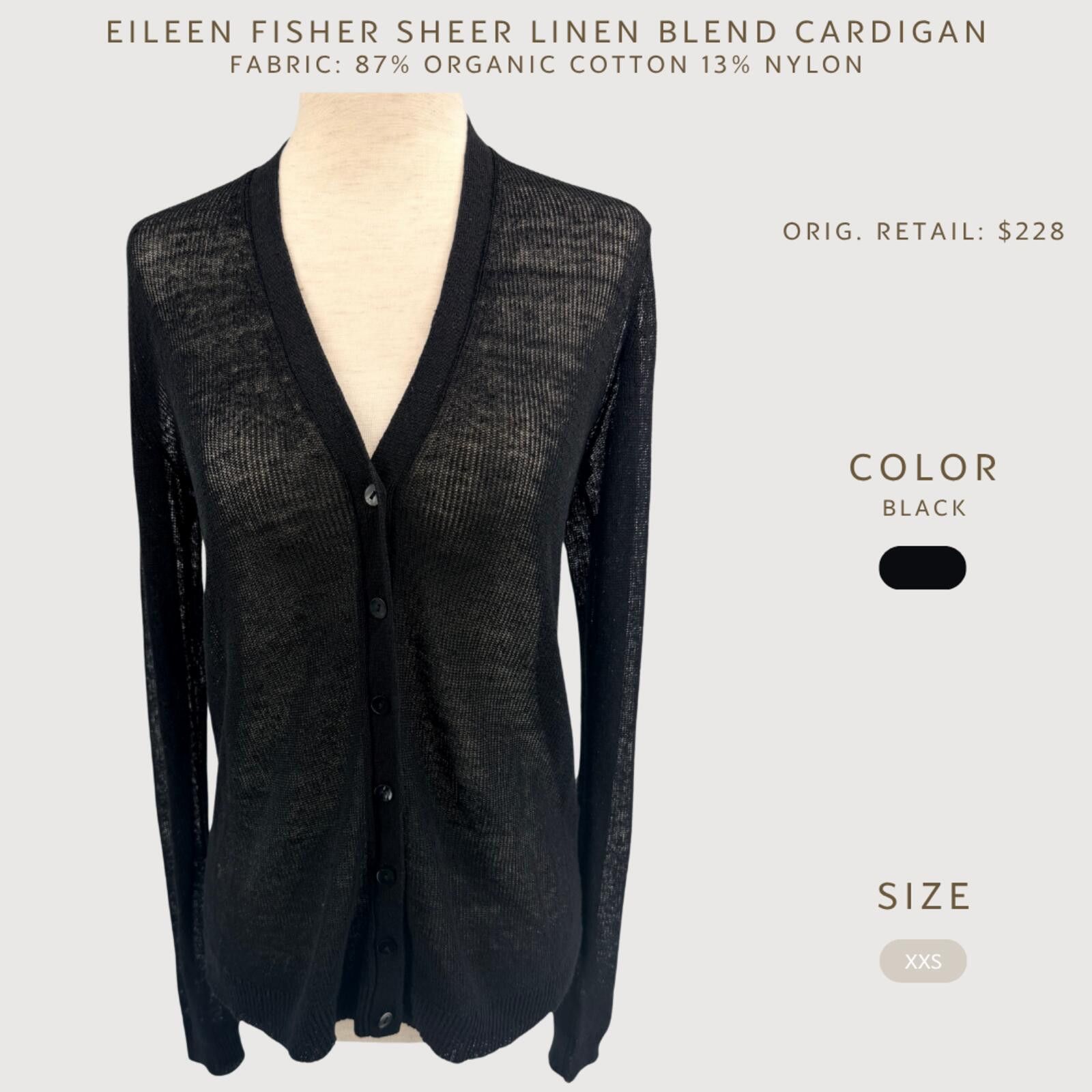 Eileen Fisher Eileen Fisher Sheer Knit Button Cardigan XXS Size XXS / US 00 / IT 34 - 2 Thumbnail