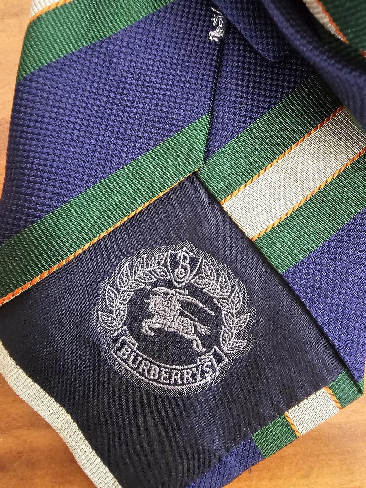 Burberry Burberry Tie Blue Mens 58" x 4" Silk Logo Size ONE SIZE - 1 Thumbnail