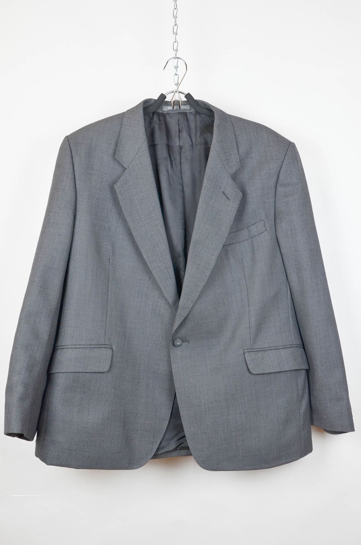 Burberry Burberrys Vintage Wool Blazer – Gray Micro-Check – Size L Size 52R - 1 Thumbnail