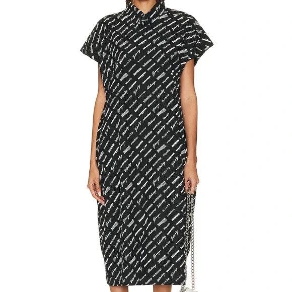 Balenciaga BALENCIAGA Logo-Print Poplin Midi Dress Sz.L Size L / US 10 / IT 46 - 3 Thumbnail