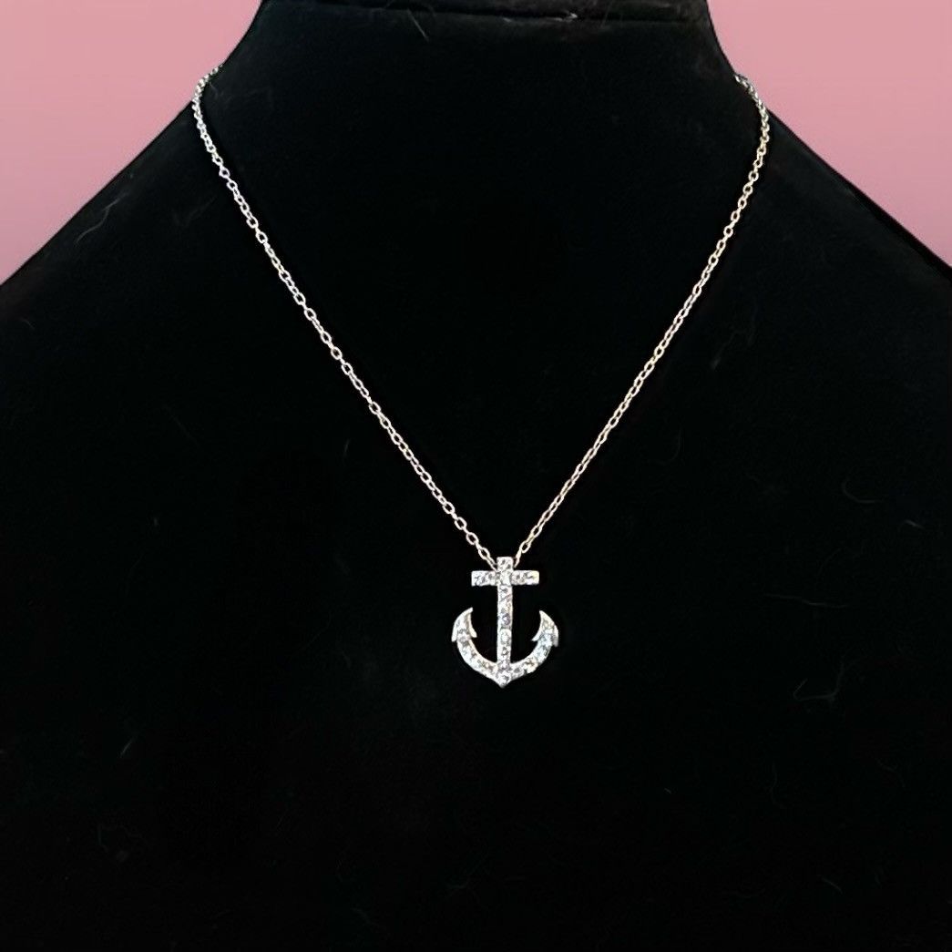 Other Silver tone rhinestone anchor pendant necklace Size ONE SIZE - 1 Thumbnail