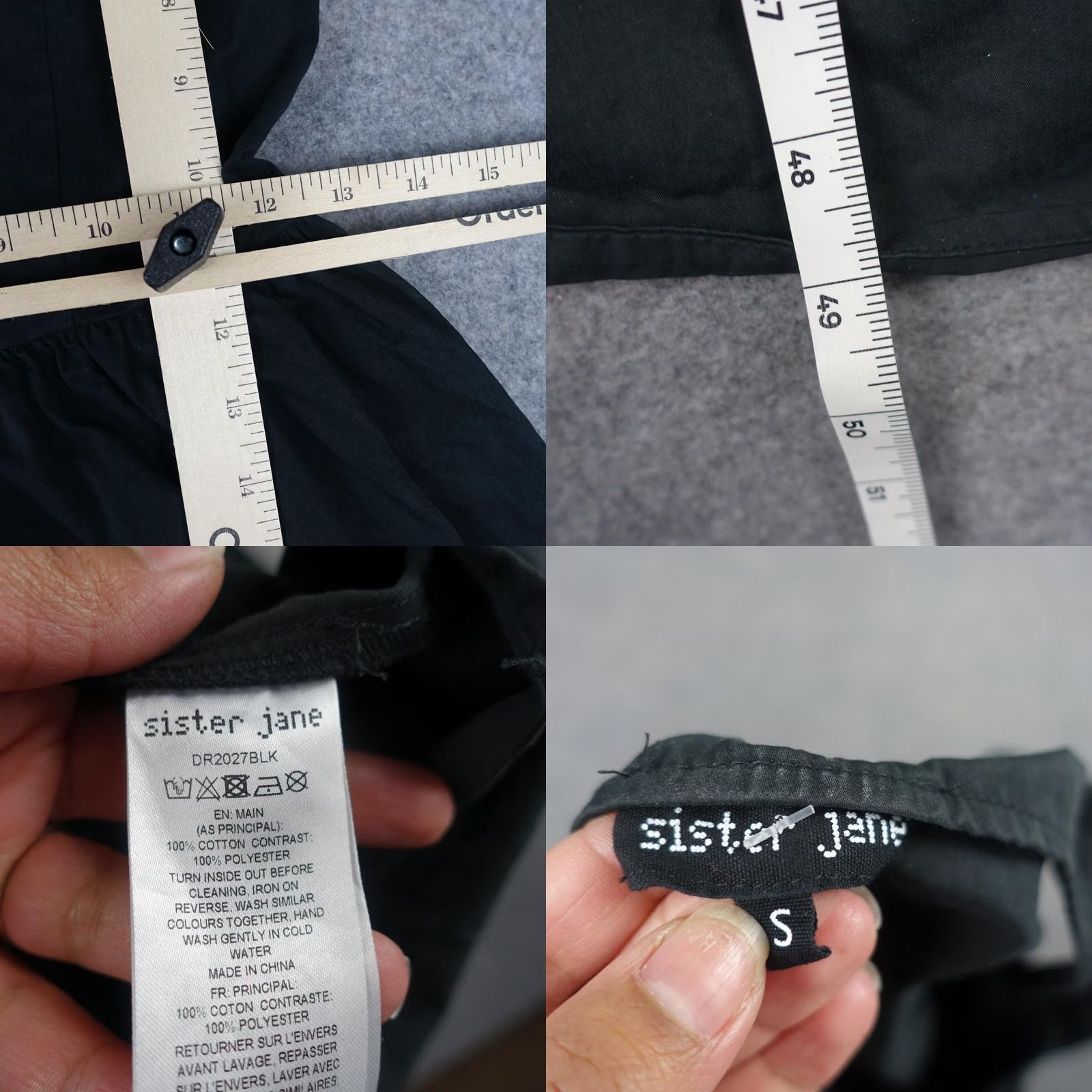 Vintage Sister Jane Dress Womens Small Black Sleeveless Fit & Flare Maxi Front Buttons VTG Dress Size S / US 4 / IT 40 - 11 Thumbnail