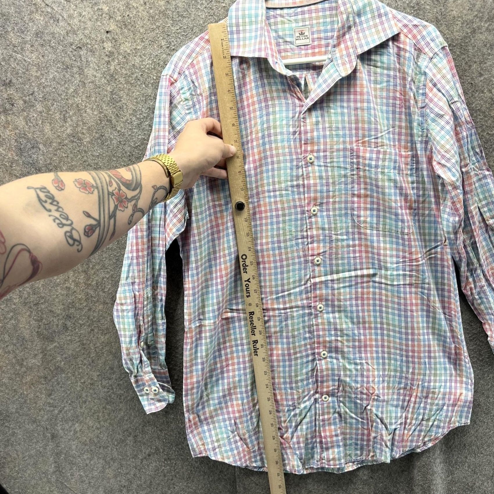 Peter Millar Peter Millar Shirt Mens Medium Multicolor Plaid Cotton Button Front Casual Size US M / EU 48-50 / 2 - 6 Thumbnail