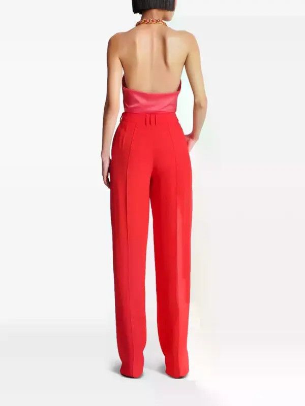 Balmain o1s1wg110526 Crepe Tailored Trousers in Red Size 26" / US 2 / IT 38 - 4 Thumbnail