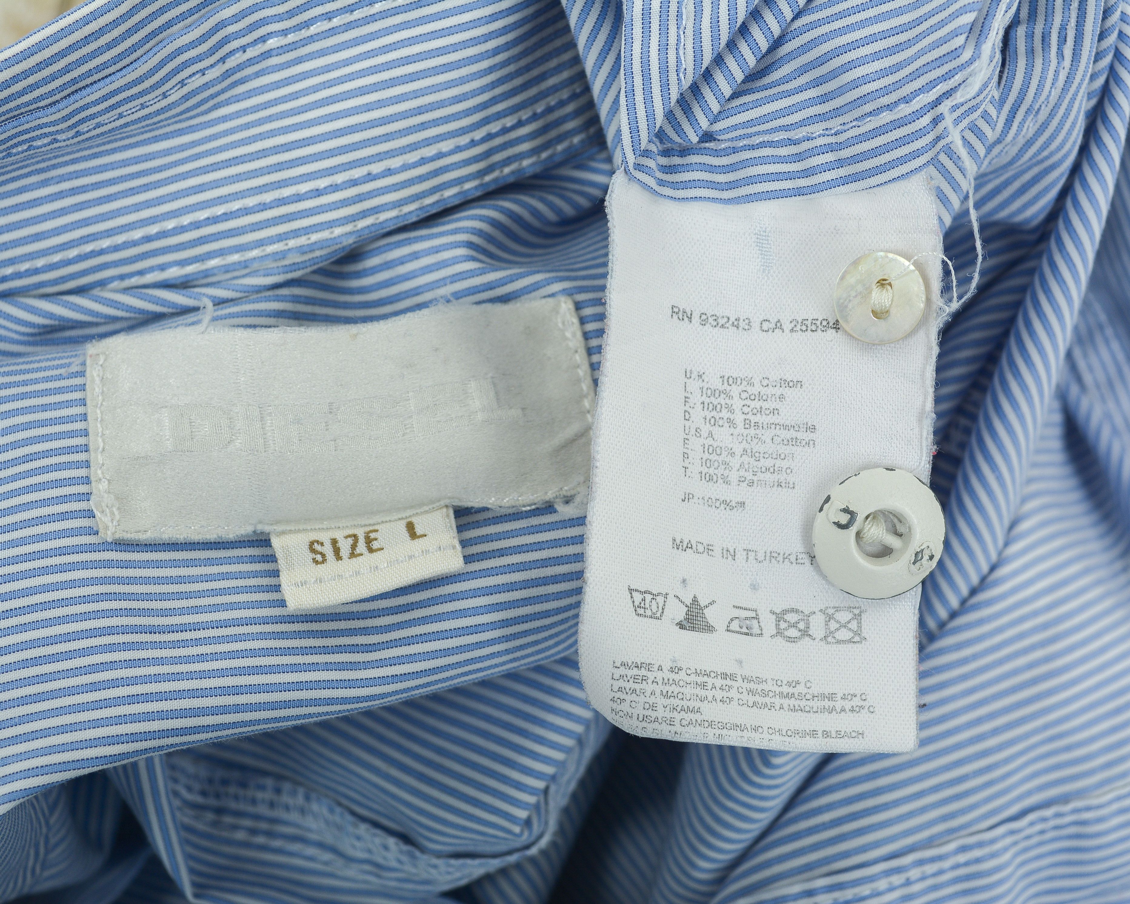 Diesel Casual Shirt Button Up Pinstriped Cotton Long Sleeve Formal Size US L / EU 52-54 / 3 - 8 Thumbnail