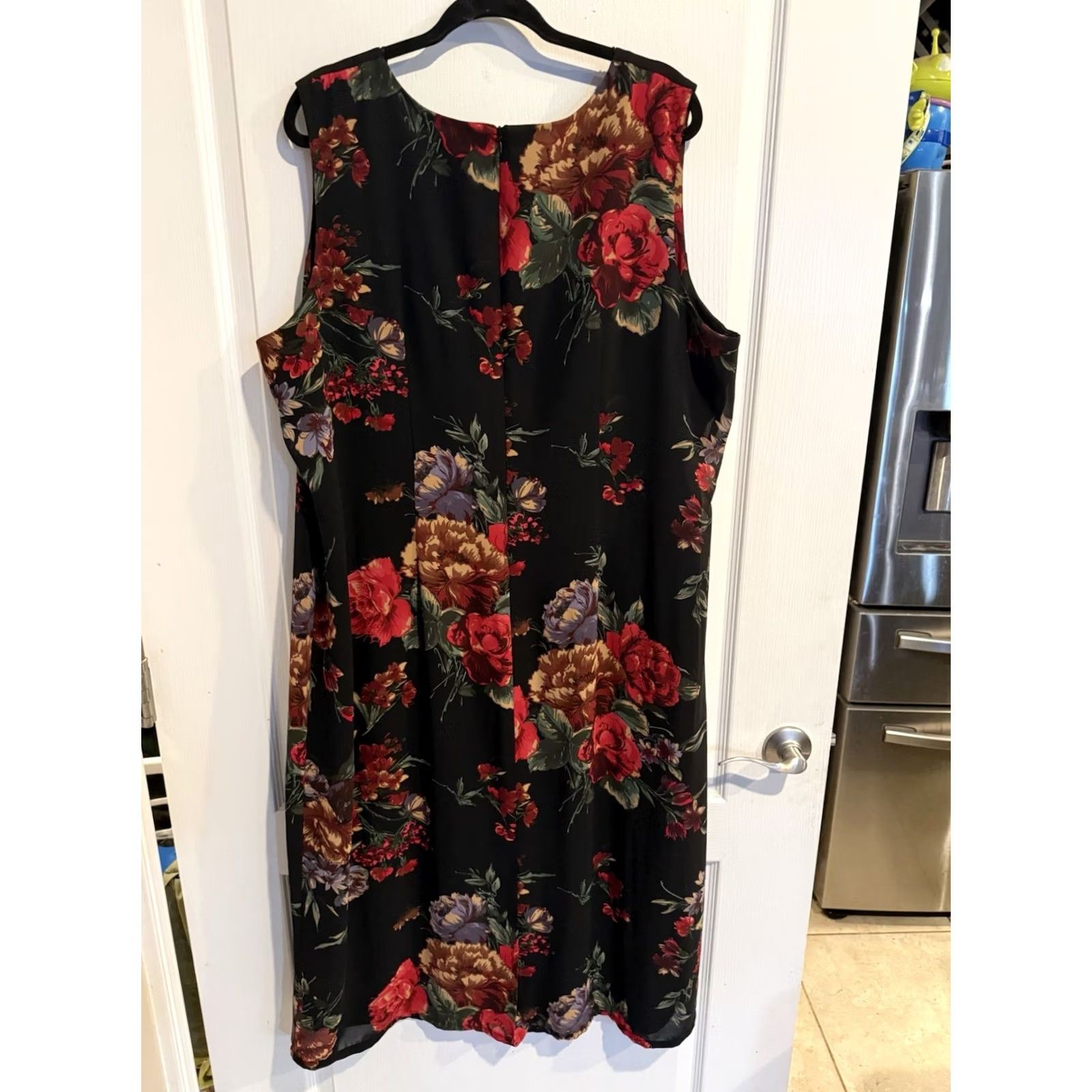 Vintage VINTAGE Studio Ease Women Sleeveless Black Floral 90s Midi Dress Plus Size 22W Dress Size 3XL / US 20-22 - 3 Thumbnail