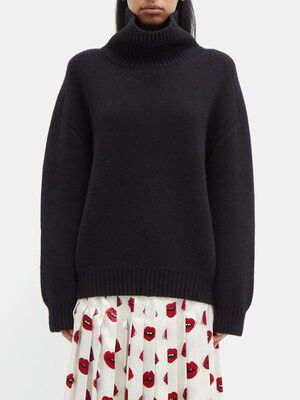 KHAITE o1s22i1n0724 Oversized Funnelneck Sweater in Black Size S / US 4 / IT 40 - 1 Thumbnail