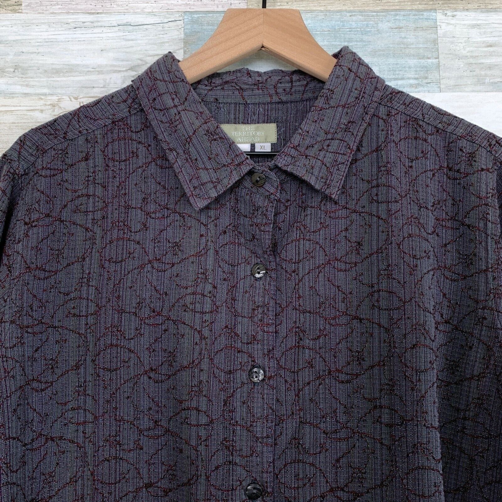 The Territory Ahead The Territory Ahead Vintage Jacquard Shirt Gray Mens XL Size US XL / EU 56 / 4 - 2 Thumbnail