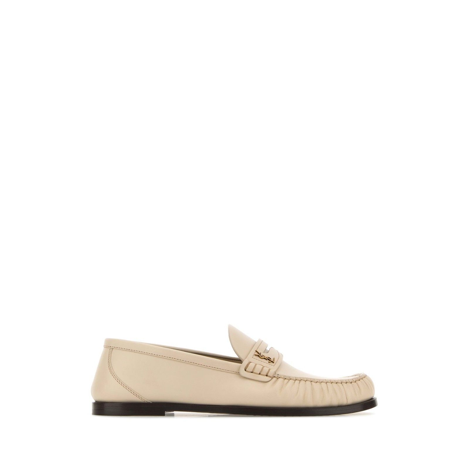 SAINT LAURENT Cream Beige Leather Loafers New And Authentic