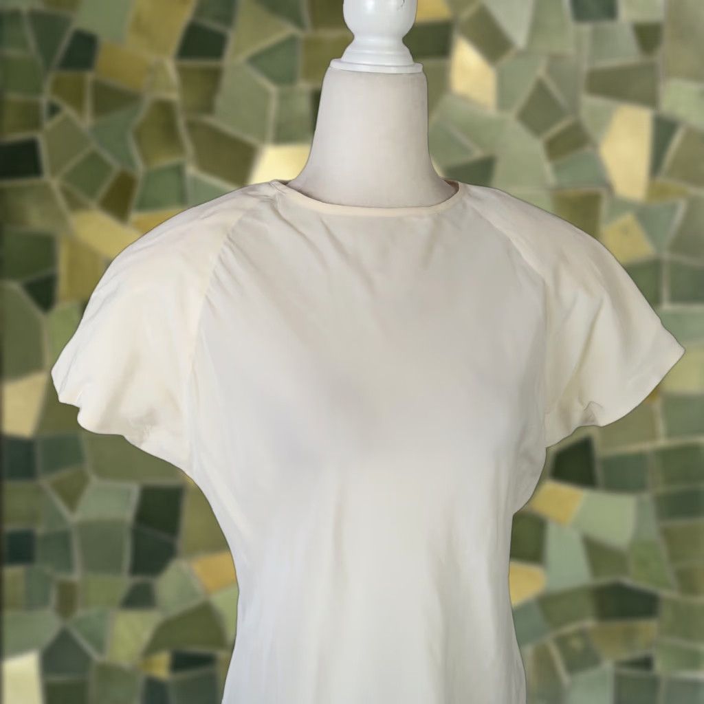 Vintage VINTAGE Clio Blouse Silk Short Sleeve Cream 100% Silk Top L Womens 80s 90s Spring Summer Secret Size L / US 10 / IT 46 - 1 Thumbnail