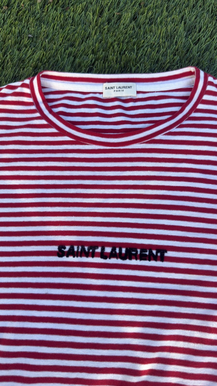 Hedi Slimane Saint laurent Striped Shirt Red White Hedi Slimane Logo Size US M / EU 48-50 / 2 - 1 Thumbnail
