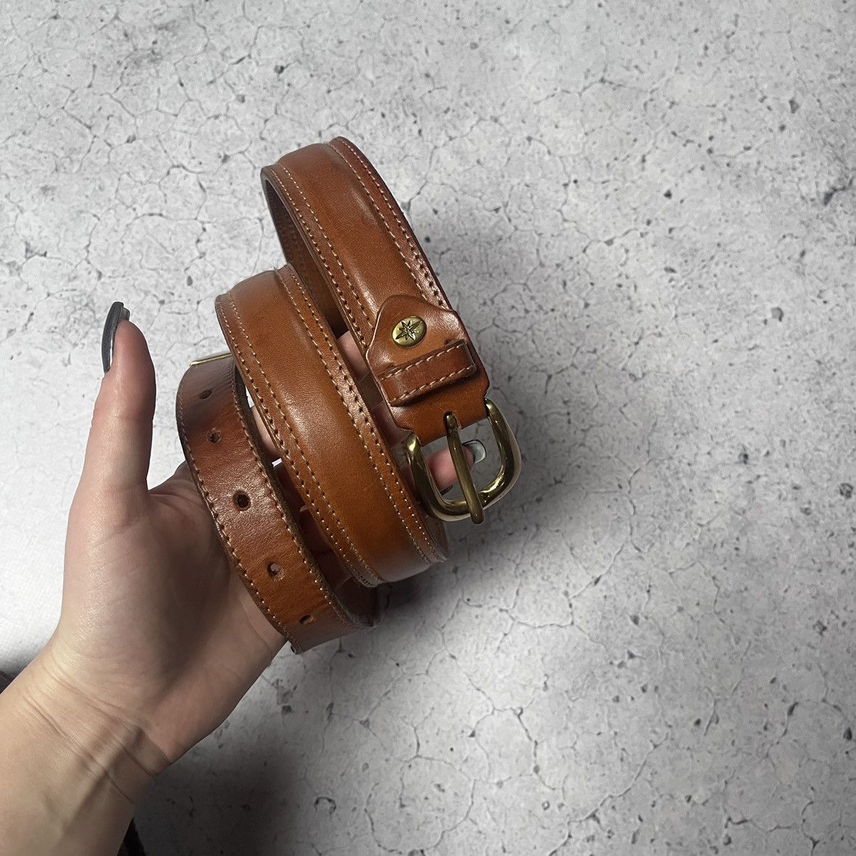 Designer × Japanese Brand × Vintage Brown Leather Belt Brass Hardware Italy Columbus Hype 00s Size ONE SIZE - 4 Thumbnail
