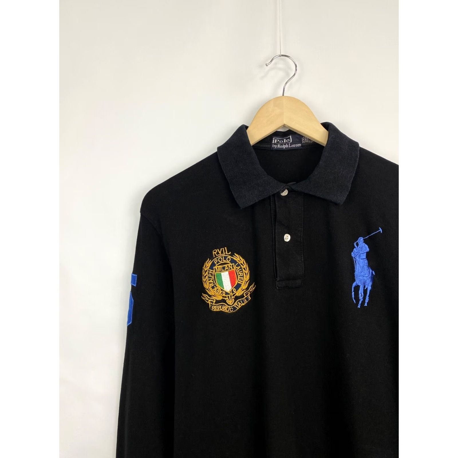 Ralph Lauren VINTAGE Ralph Lauren Polo Milano Italy Long Sleeve XL/XXL Black 90s Mens Polo Size US XL / EU 56 / 4 - 4 Thumbnail