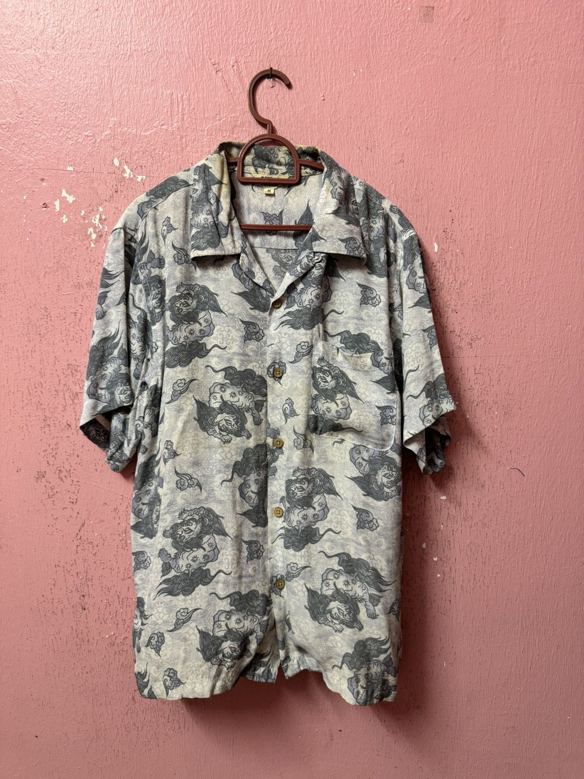 image of Patina Research Patina Vintage Full Print Shirt in Grey, Men's (Size Medium)