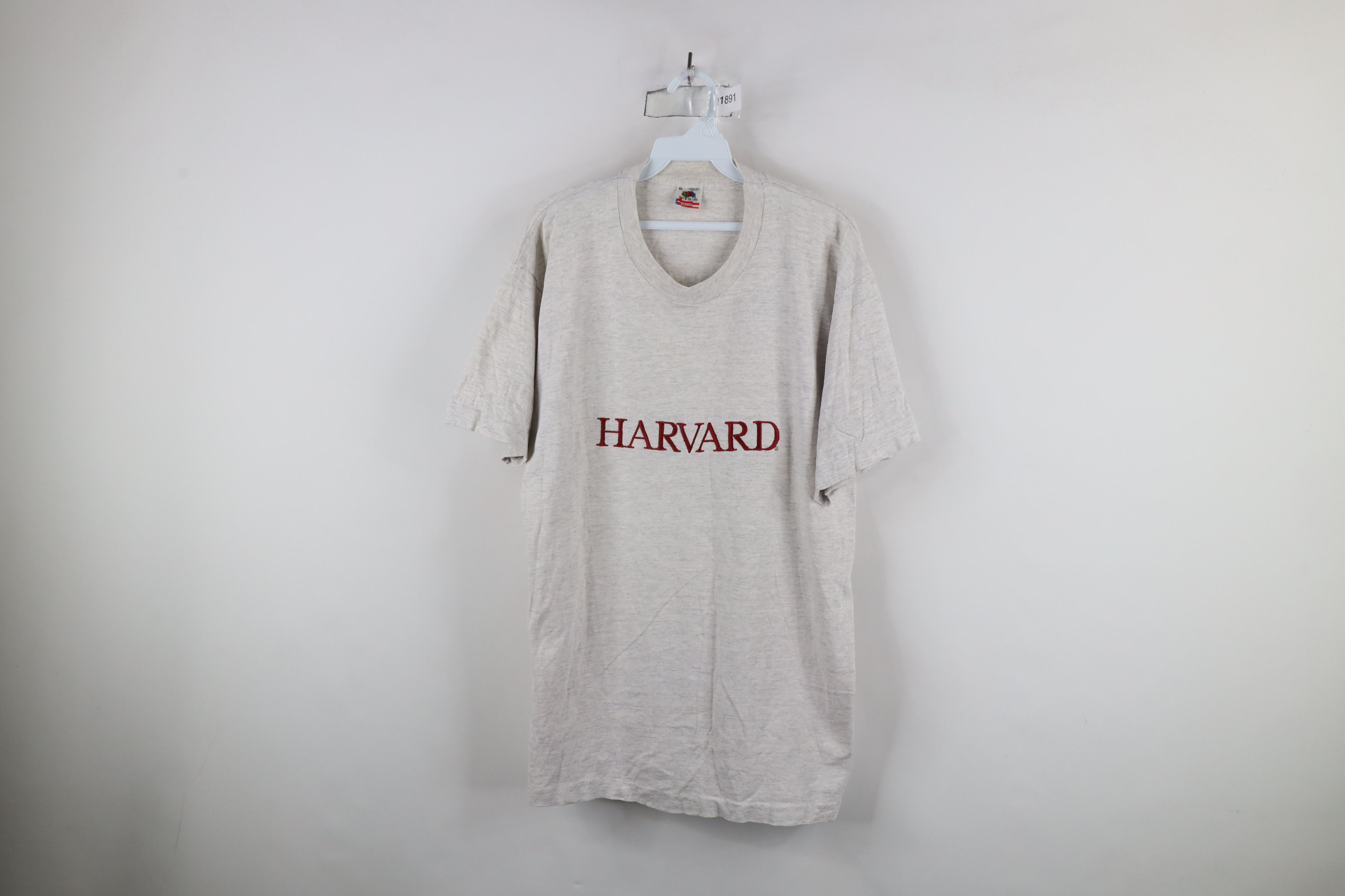 Vintage Vintage 90s Harvard University Short Sleeve T-Shirt Gray USA Size US XL / EU 56 / 4 - 1 Thumbnail