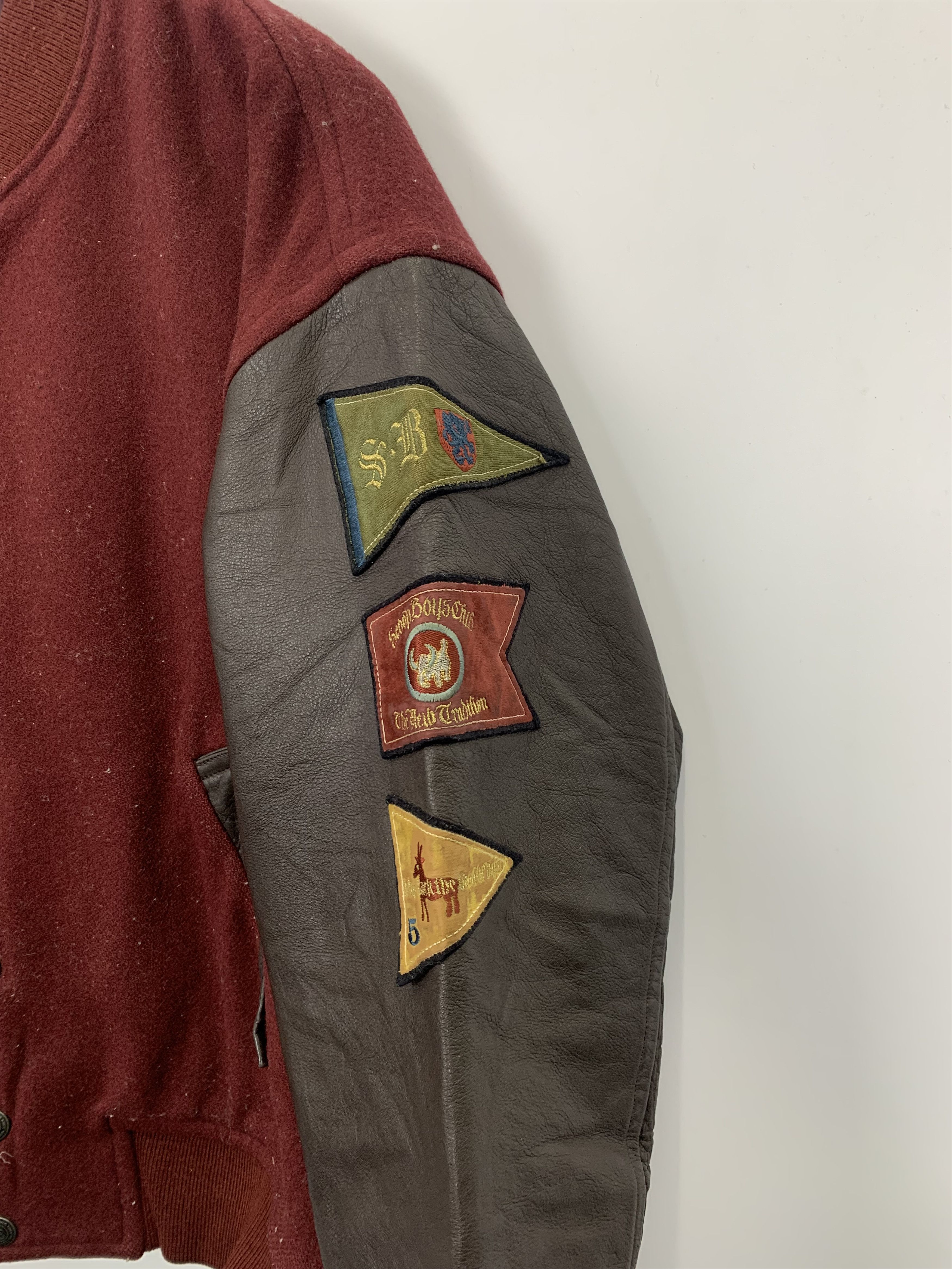 SCOOP Vintage 80s Scoop Boys Sleeve Leather Varsity Red V0456 Size US L / EU 52-54 / 3 - 7 Thumbnail