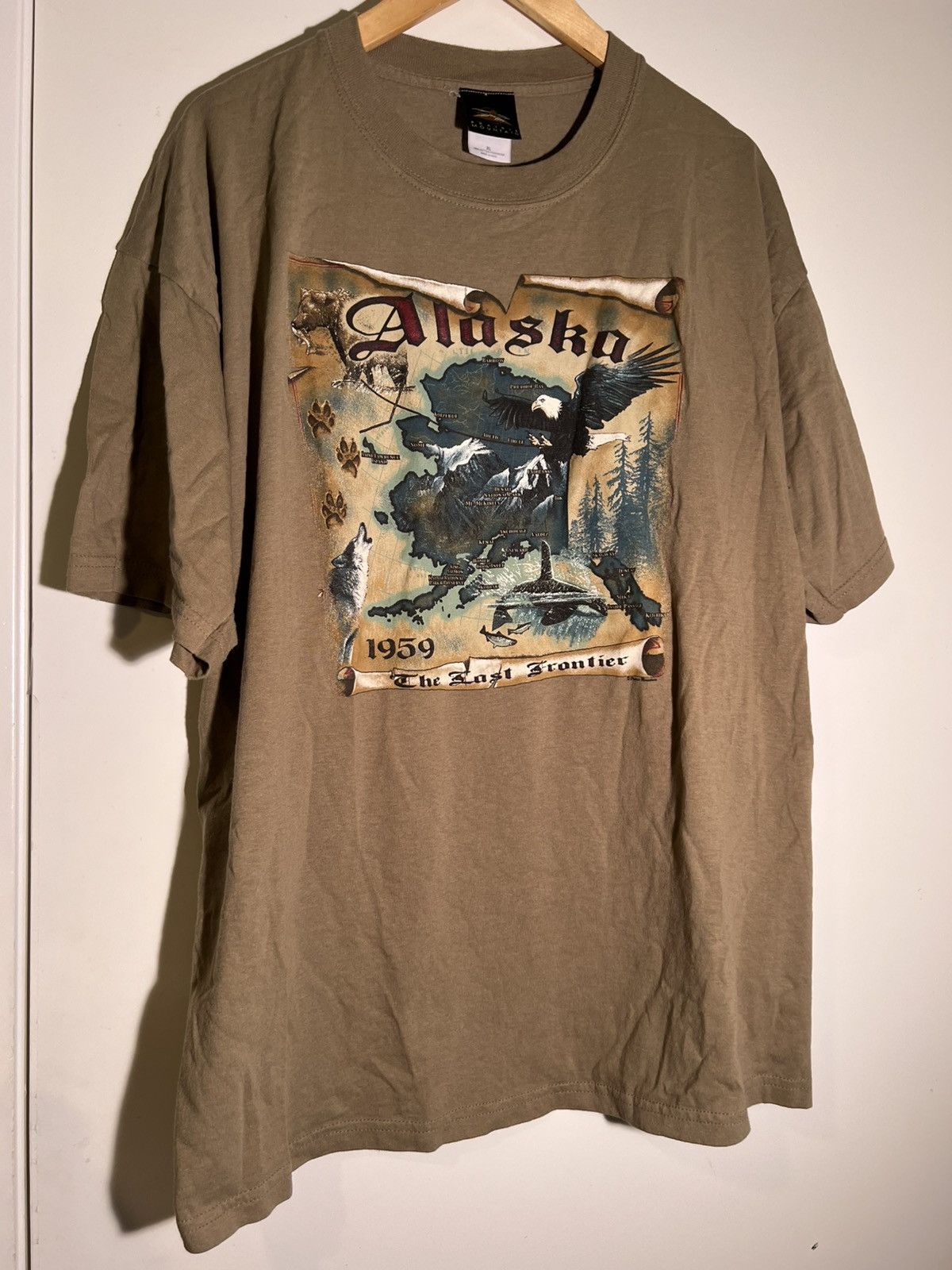 Vintage 90’s 2000’s Y2K VTG Vintage Alaska Lost Frontier Map T Shirt Size US XL / EU 56 / 4 - 1 Thumbnail