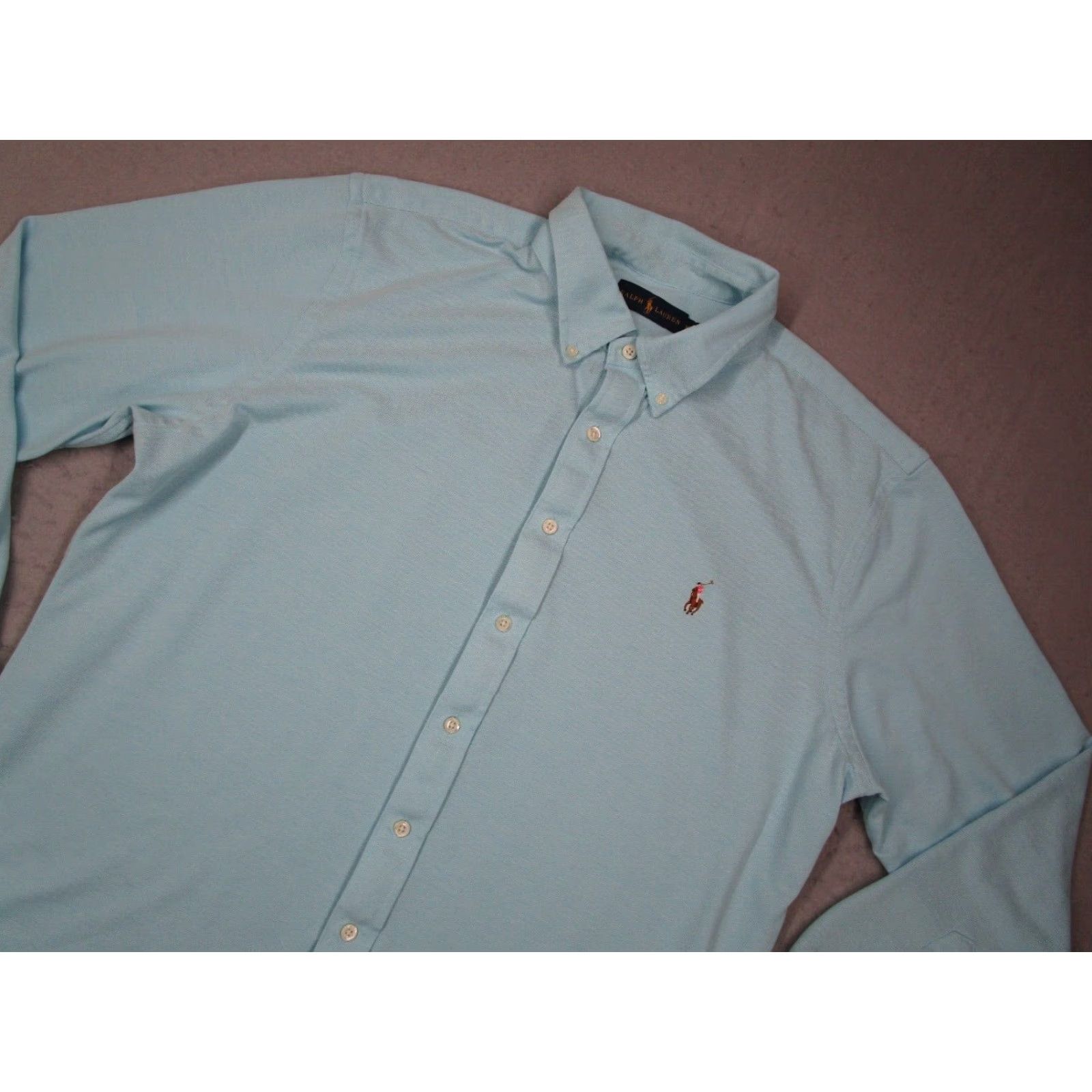 Ralph Lauren Ralph Lauren Shirt Mens 2XL Blue Knit Button Up Long Sleeve Work Pony Size US XXL / EU 58 / 5 - 2 Thumbnail
