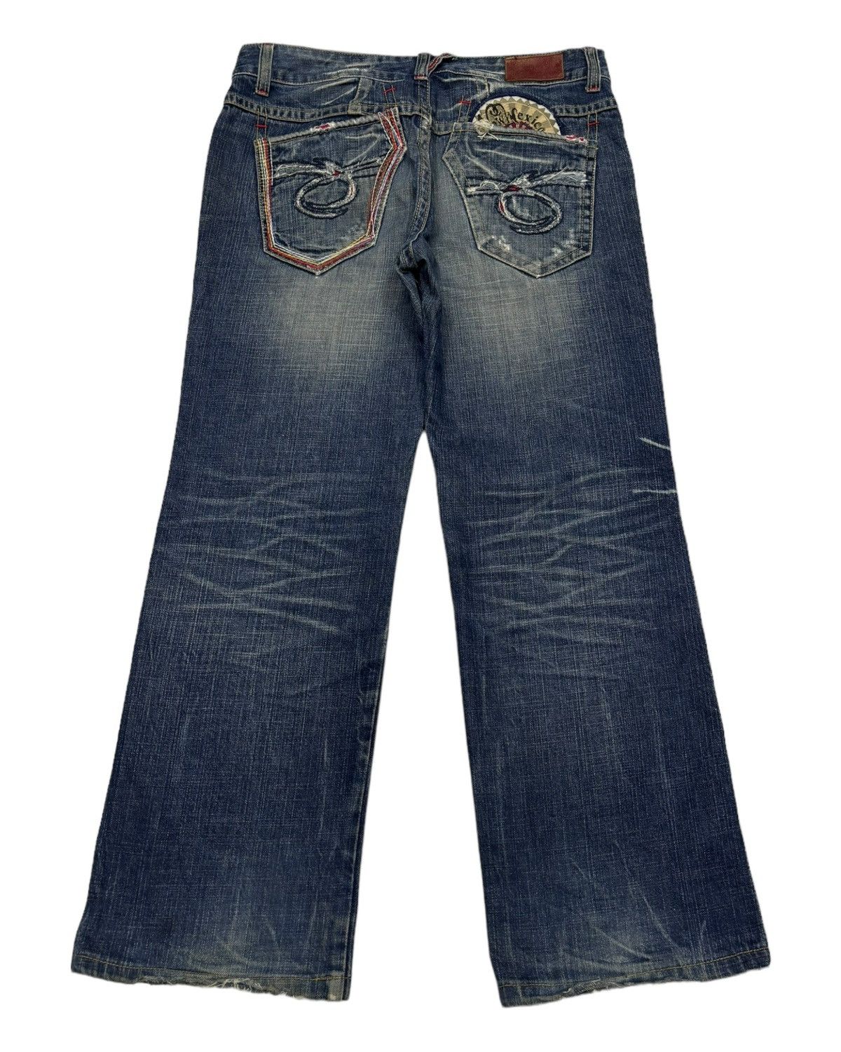 Ed Hardy × Japanese Brand RARE VINTAGE RED PEPPER BAGGY FLARE DISTRESS JEANS Size US 33 - 2 Thumbnail