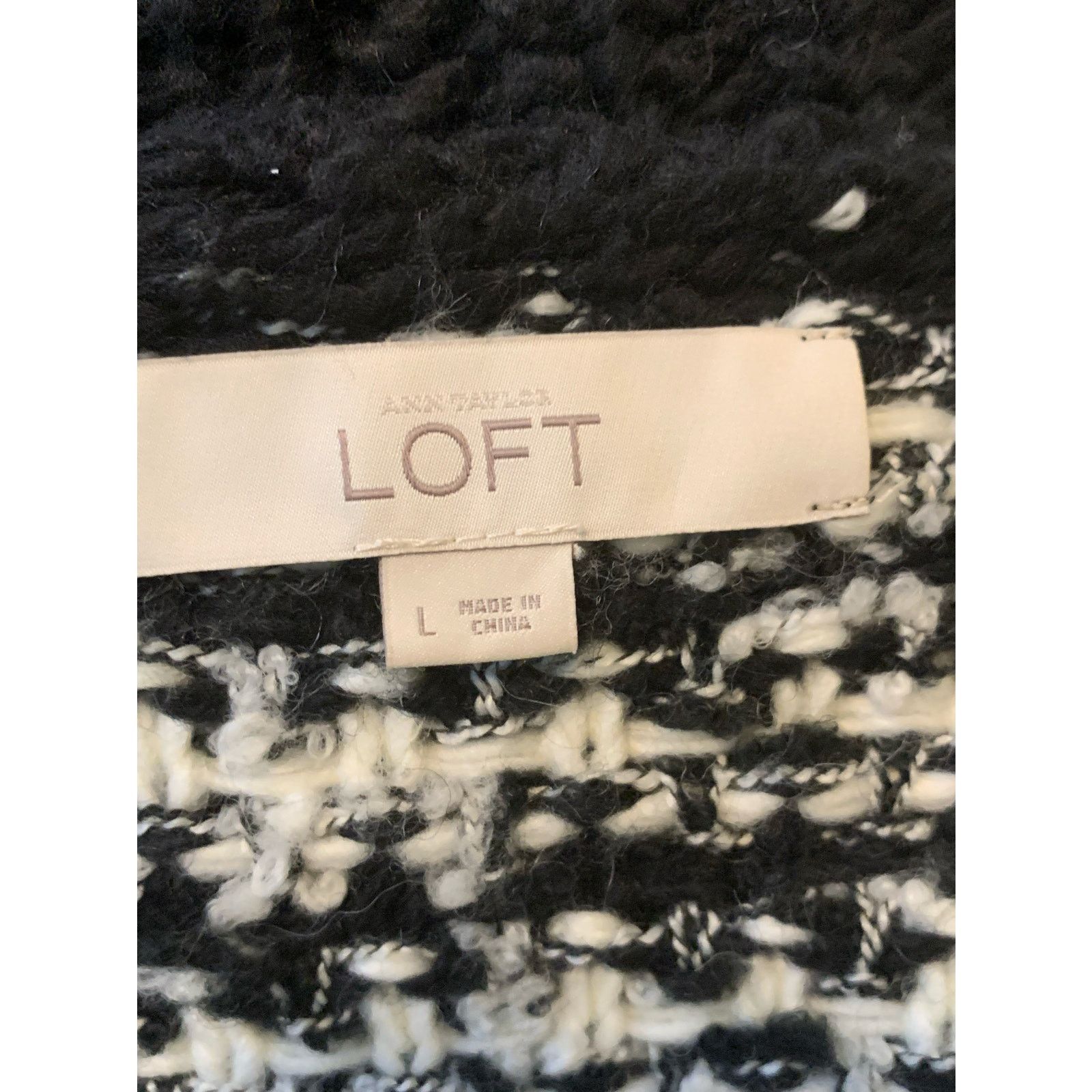 Loft LOFT Black & White Front Cardigan Sweater size Large Size L / US 10 / IT 46 - 3 Thumbnail