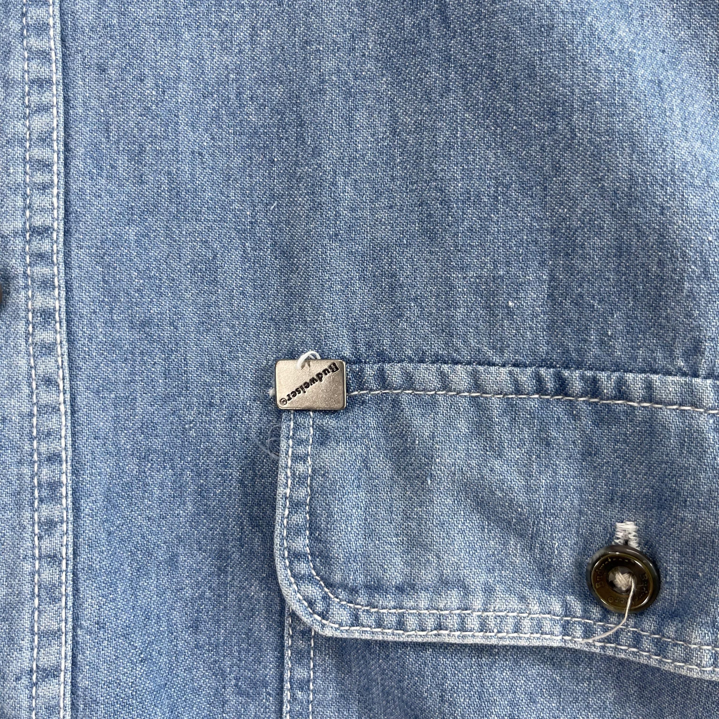 Budweiser × Vintage Vintage BUDWEISER Back Hit Denim Worker Sun Faded Shirt Size US L / EU 52-54 / 3 - 3 Thumbnail