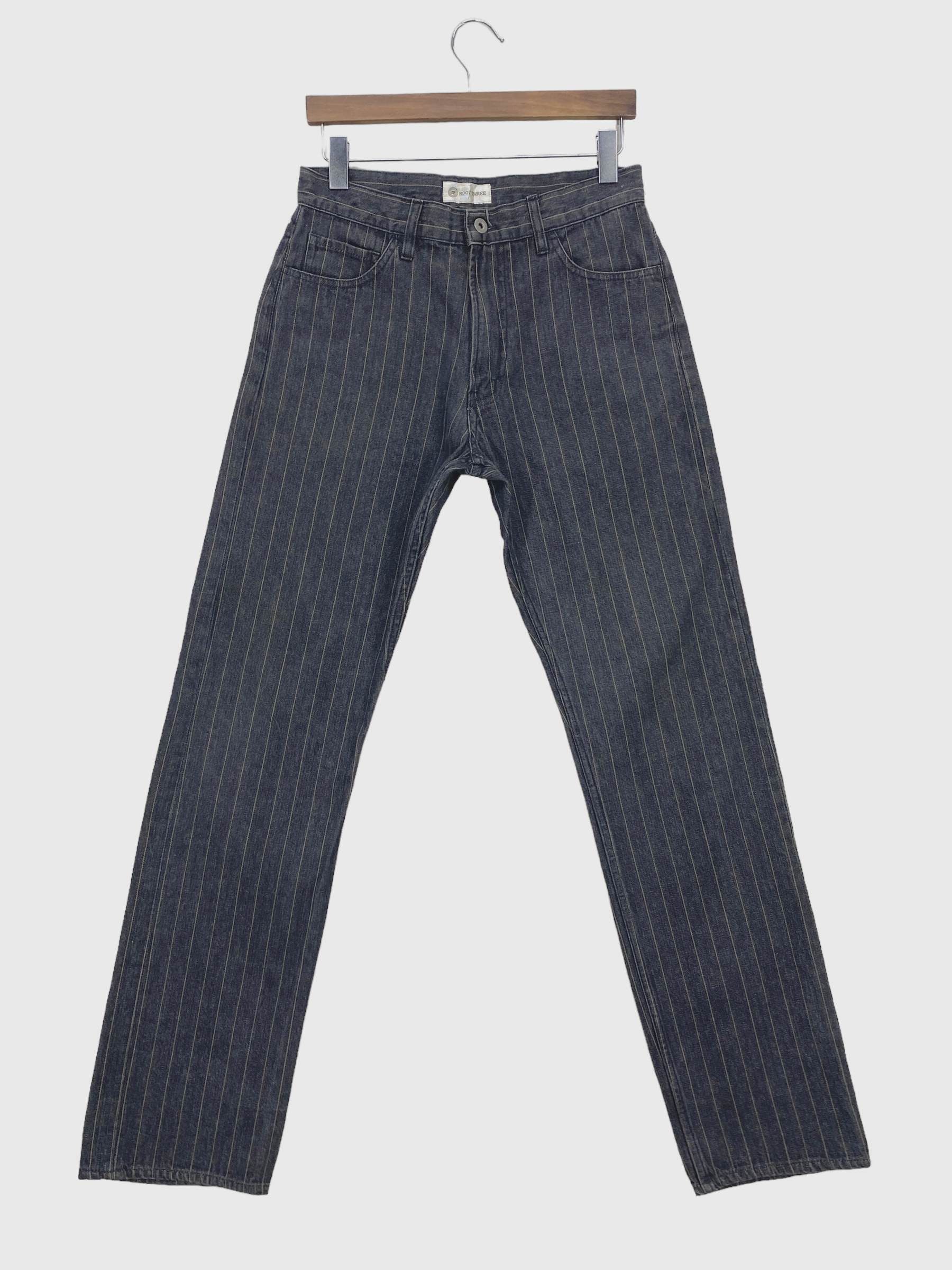 Japanese Brand Root Three Jeans Stripes Hickory Skateboard Pants Size US 29 - 2 Thumbnail