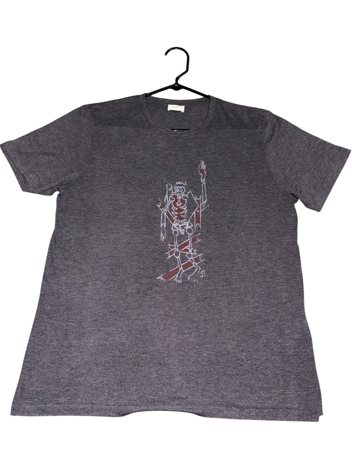 Saint Laurent Paris Saint Laurent Paris Skeleton Burning Man T-Shirt Anthracite Size US M / EU 48-50 / 2 - 1 Thumbnail